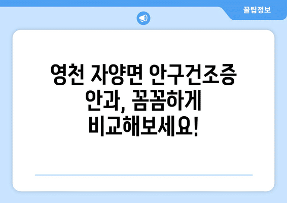 경상북도 영천시 자양면 안구건조증 안과 추천 잘하는 곳 총정리