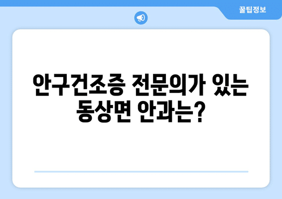 전라북도 완주군 동상면 안구건조증 안과 추천 잘하는 곳 총정리