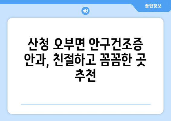 경상남도 산청군 오부면 안구건조증 안과 추천 잘하는 곳 총정리
