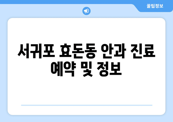 제주도 서귀포시 효돈동 안구건조증 안과 추천 잘하는 곳 총정리