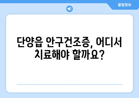 충청북도 단양군 단양읍 안구건조증 안과 추천 잘하는 곳 총정리