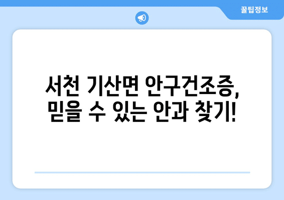 충청남도 서천군 기산면 안구건조증 안과 추천 잘하는 곳 총정리