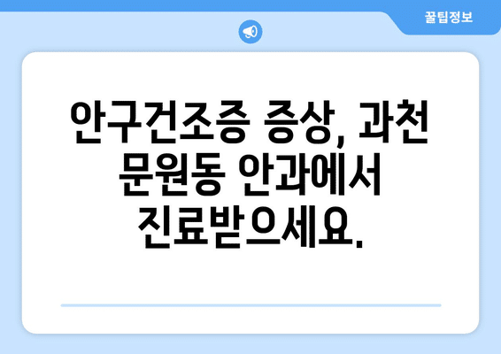 경기도 과천시 문원동 안구건조증 안과 추천 잘하는 곳 총정리
