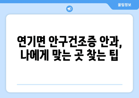 세종시 세종특별자치시 연기면 안구건조증 안과 추천 잘하는 곳 총정리