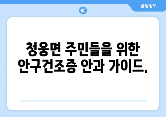전라북도 임실군 청웅면 안구건조증 안과 추천 잘하는 곳 총정리