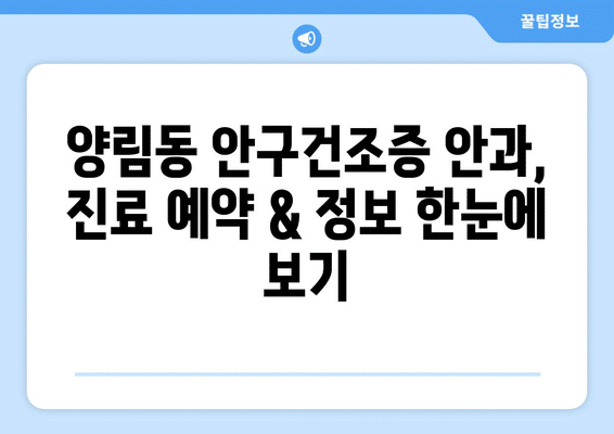 광주시 남구 양림동 안구건조증 안과 추천 잘하는 곳 총정리