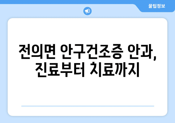 세종시 세종특별자치시 전의면 안구건조증 안과 추천 잘하는 곳 총정리