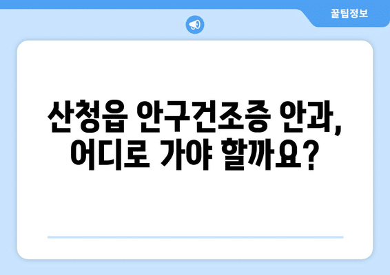 경상남도 산청군 산청읍 안구건조증 안과 추천 잘하는 곳 총정리