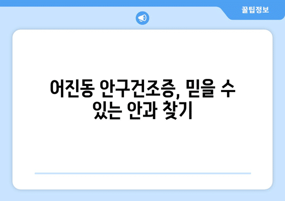 세종시 세종특별자치시 어진동 안구건조증 안과 추천 잘하는 곳 총정리