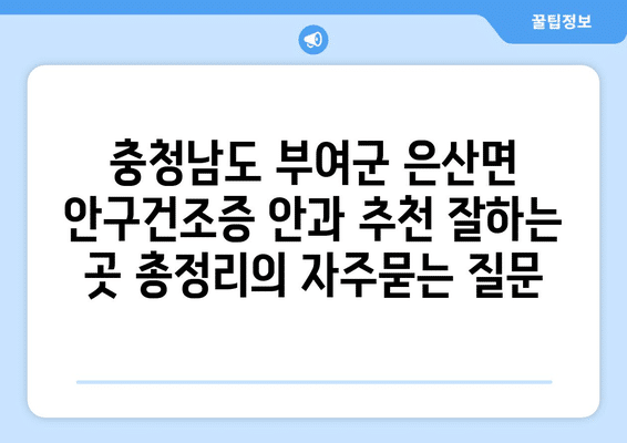 충청남도 부여군 은산면 안구건조증 안과 추천 잘하는 곳 총정리