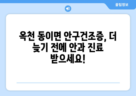 충청북도 옥천군 동이면 안구건조증 안과 추천 잘하는 곳 총정리