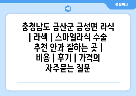 충청남도 금산군 금성면 라식 | 라섹 | 스마일라식 수술 추천 안과 잘하는 곳 | 비용 | 후기 | 가격