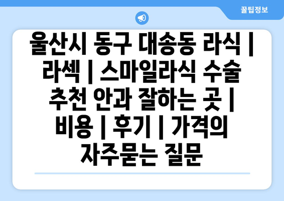 울산시 동구 대송동 라식 | 라섹 | 스마일라식 수술 추천 안과 잘하는 곳 | 비용 | 후기 | 가격